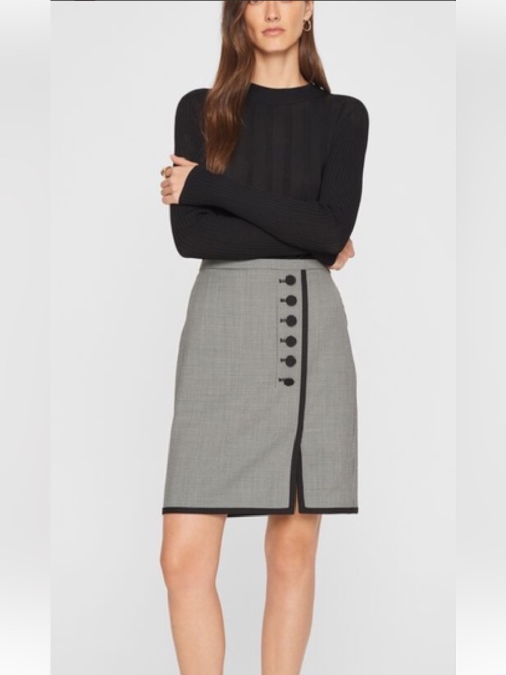 Club Monaco Houndstooth Button Detail Pencil Skirt Size 0